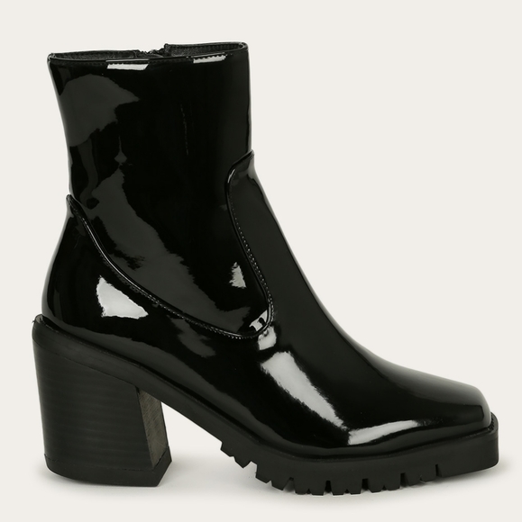 6.5, 8, 8.5 & 10🖤Square Toe Chunky Heel Lugged - Picture 3 of 5